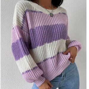 purple block sweater